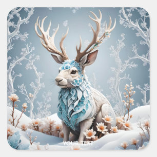 Adesivo Quadrado Fantasy Cuja Jackalope Winter Ice