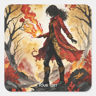 Adesivo Quadrado Fantasy Cuja Menina Vermelha Fogo
