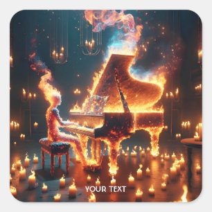 Adesivo Quadrado Fantasy Curiosa Garota Pianista