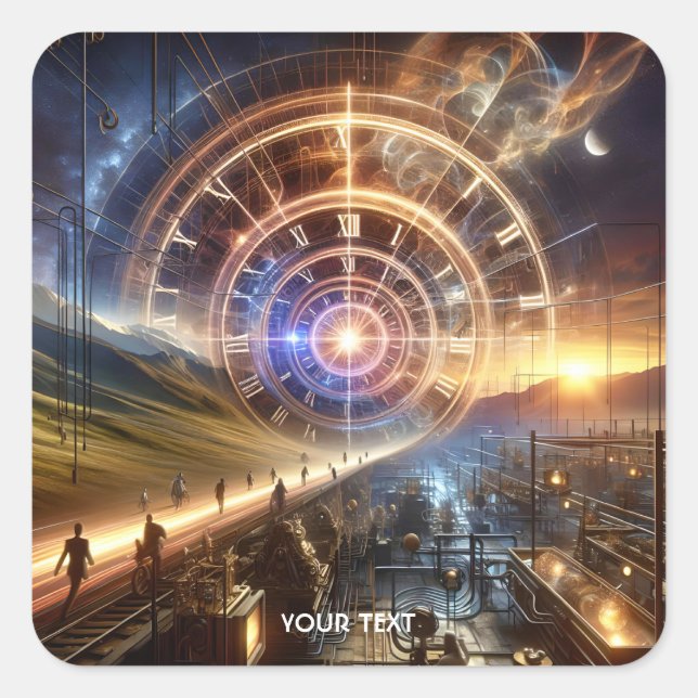 Adesivo Quadrado Fantasy Cut Clock Time Way (Frente)