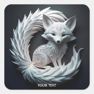 Adesivo Quadrado Fantasy Cute Art Fox