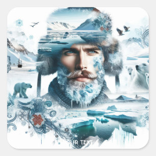 Adesivo Quadrado Fantasy Cute Artic Adventurer Snow