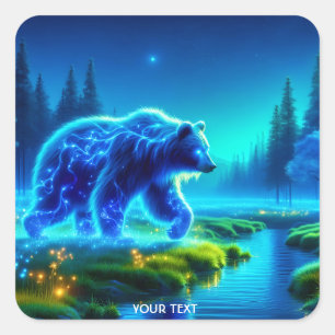 Adesivo Quadrado Fantasy Cute Bear River Meadow