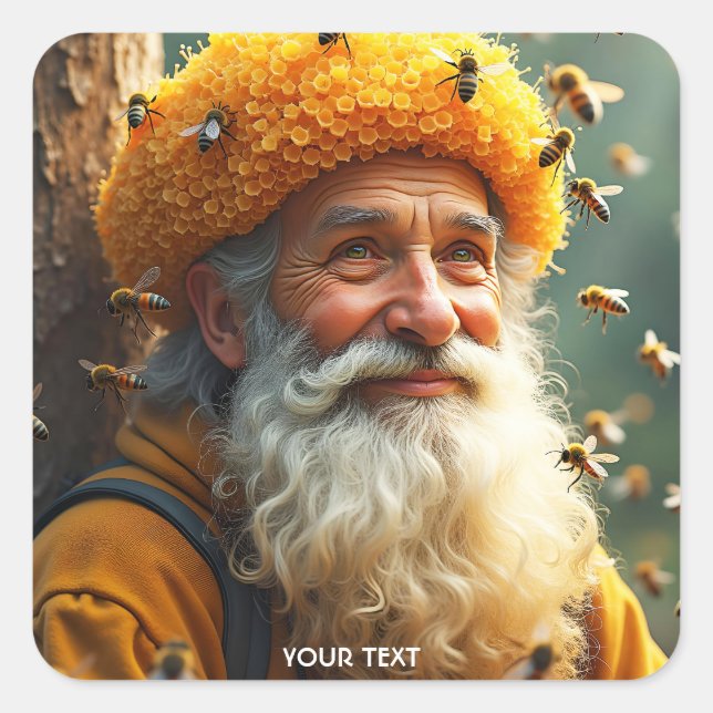Adesivo Quadrado Fantasy Cute Bee Hat Man (Frente)