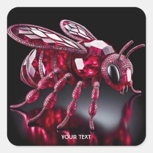 Adesivo Quadrado Fantasy Cute Bee Ruby Diamantes