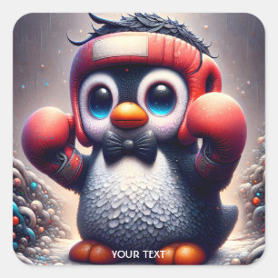 Adesivo Quadrado Fantasy Cute Boxing Luvas Bird