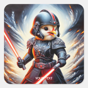 Adesivo Quadrado Fantasy Cute Brave Chicken Warrior