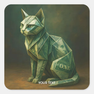 Adesivo Quadrado Fantasy Cute Cat Money Origami