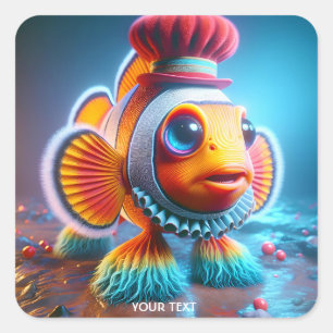 Adesivo Quadrado Fantasy Cute Clowe Wacky Fish