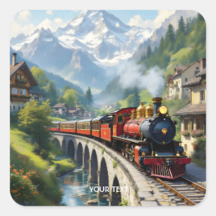Adesivo Quadrado Fantasy Cute Crimson Antiguo Trem