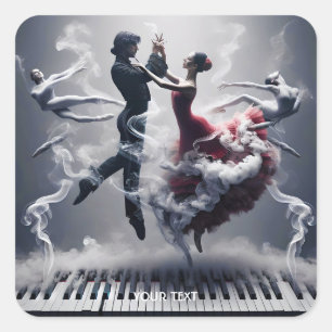 Adesivo Quadrado Fantasy Cute Dancer Ballerina Piano