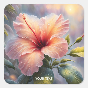 Adesivo Quadrado Fantasy Cute Delicate Hibiscus Flower