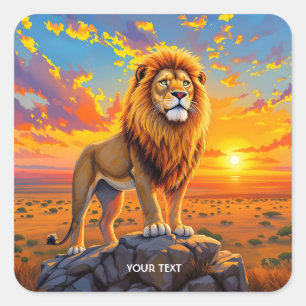 Adesivo Quadrado Fantasy Cute Desert Rock Lion