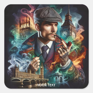 Adesivo Quadrado Fantasy Cute Detetive Old London