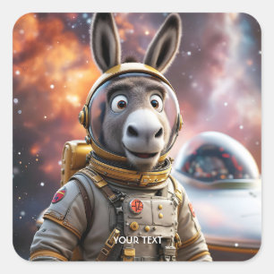 Adesivo Quadrado Fantasy Cute Donkey Astronauta Space