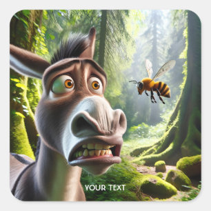 Adesivo Quadrado Fantasy Cute Donkey Sting Bee