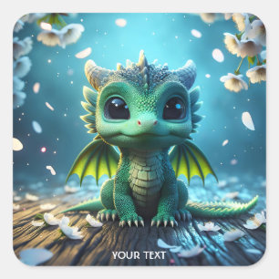 Adesivo Quadrado Fantasy Cute Dragon Baby Sakura