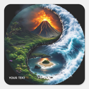 Adesivo Quadrado Fantasy Cute Earth Yin Yang