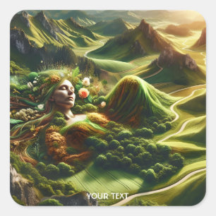 Adesivo Quadrado Fantasy Cute Fields Plant Woman