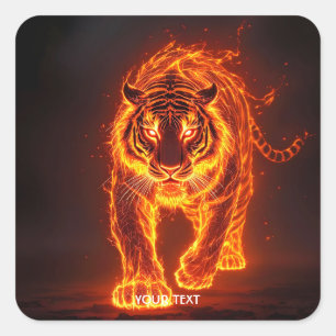 Adesivo Quadrado Fantasy Cute Fire Big Tiger