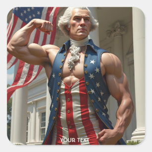 Adesivo Quadrado Fantasy Cute Flag Strong Man
