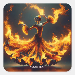 Adesivo Quadrado Fantasy Cute Flamenco Girl Dancing