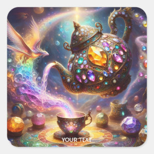 Adesivo Quadrado Fantasy Cute Glass Tea Kettle