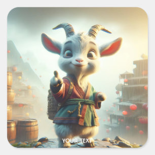 Adesivo Quadrado Fantasy Cute Goat Gesture Street