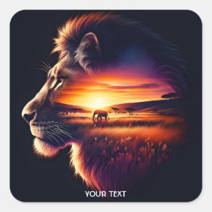 Adesivo Quadrado Fantasy Cute Head Savanna