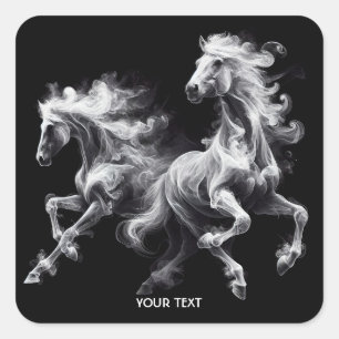 Adesivo Quadrado Fantasy Cute Horses Smoke Ascent