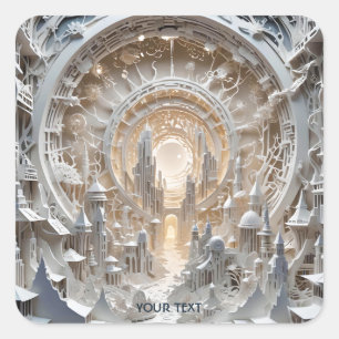 Adesivo Quadrado Fantasy Cute Kirigami City White