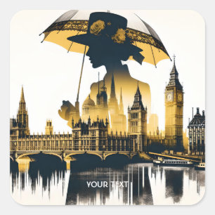 Adesivo Quadrado Fantasy Cute Lady Old London