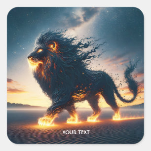 Adesivo Quadrado Fantasy Cute Lion Desert Fire