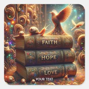 Adesivo Quadrado Fantasy Cute Love Faith Hope