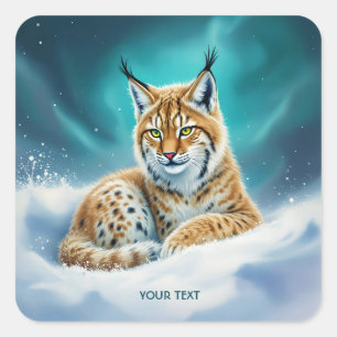 Adesivo Quadrado Fantasy Cute Lynx Winter