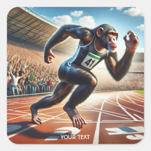 Adesivo Quadrado Fantasy Cute Monkey Athlete Correndo