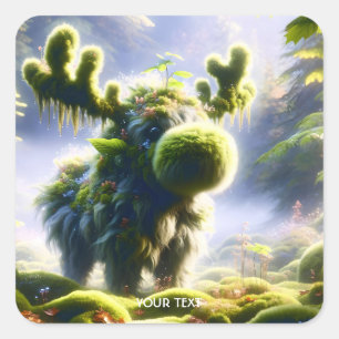 Adesivo Quadrado Fantasy Cute Moss Moose Forest