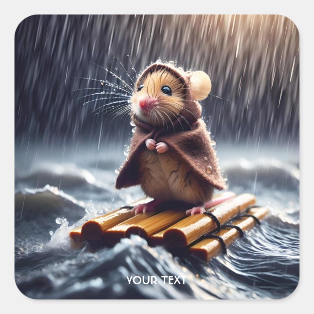 Adesivo Quadrado Fantasy Cute Mouse Raft Storm (Frente)