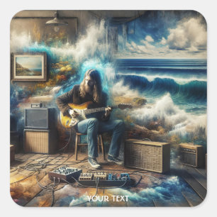 Adesivo Quadrado Fantasy Cute Music Guitar Ocean