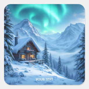 Adesivo Quadrado Fantasy Cute North Winter Cabine