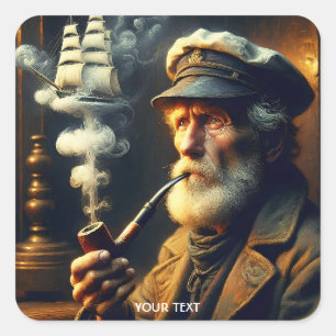 Adesivo Quadrado Fantasy Cute Old Sailor Ship