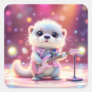 Adesivo Quadrado Fantasy Cute Otter Pop Star
