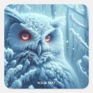 Adesivo Quadrado Fantasy Cute Owl Snow Winter