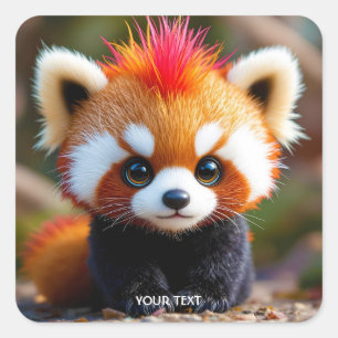 Adesivo Quadrado Fantasy Cute Panda Red Hai