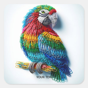 Adesivo Quadrado Fantasy Cute Paper Clips Bird