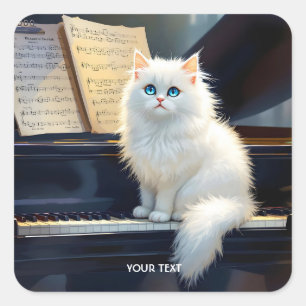 Adesivo Quadrado Fantasy Cute Ragdoll Cat Em Piano