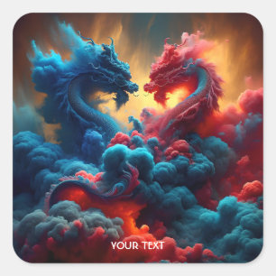 Adesivo Quadrado Fantasy Cute Red Dragon