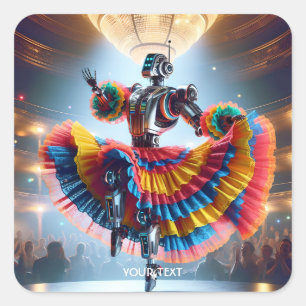 Adesivo Quadrado Fantasy Cute Robot Dancing Paris