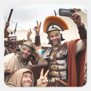 Adesivo Quadrado Fantasy Cute Roman Soldiers Selfie