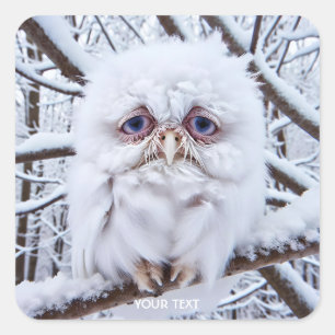 Adesivo Quadrado Fantasy Cute Sad Owl Winter